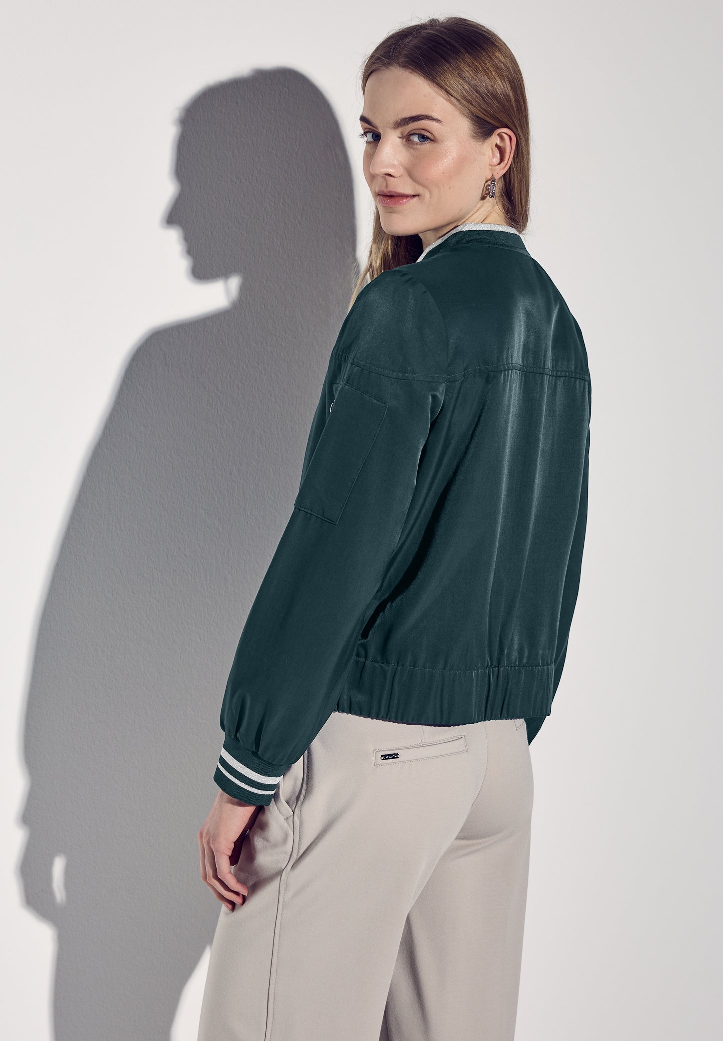 Street One Satin Blouson - Farbe: hunter green