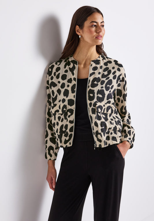 Street One Gemusterter Musselin Blouson - Farbe: coastal beige