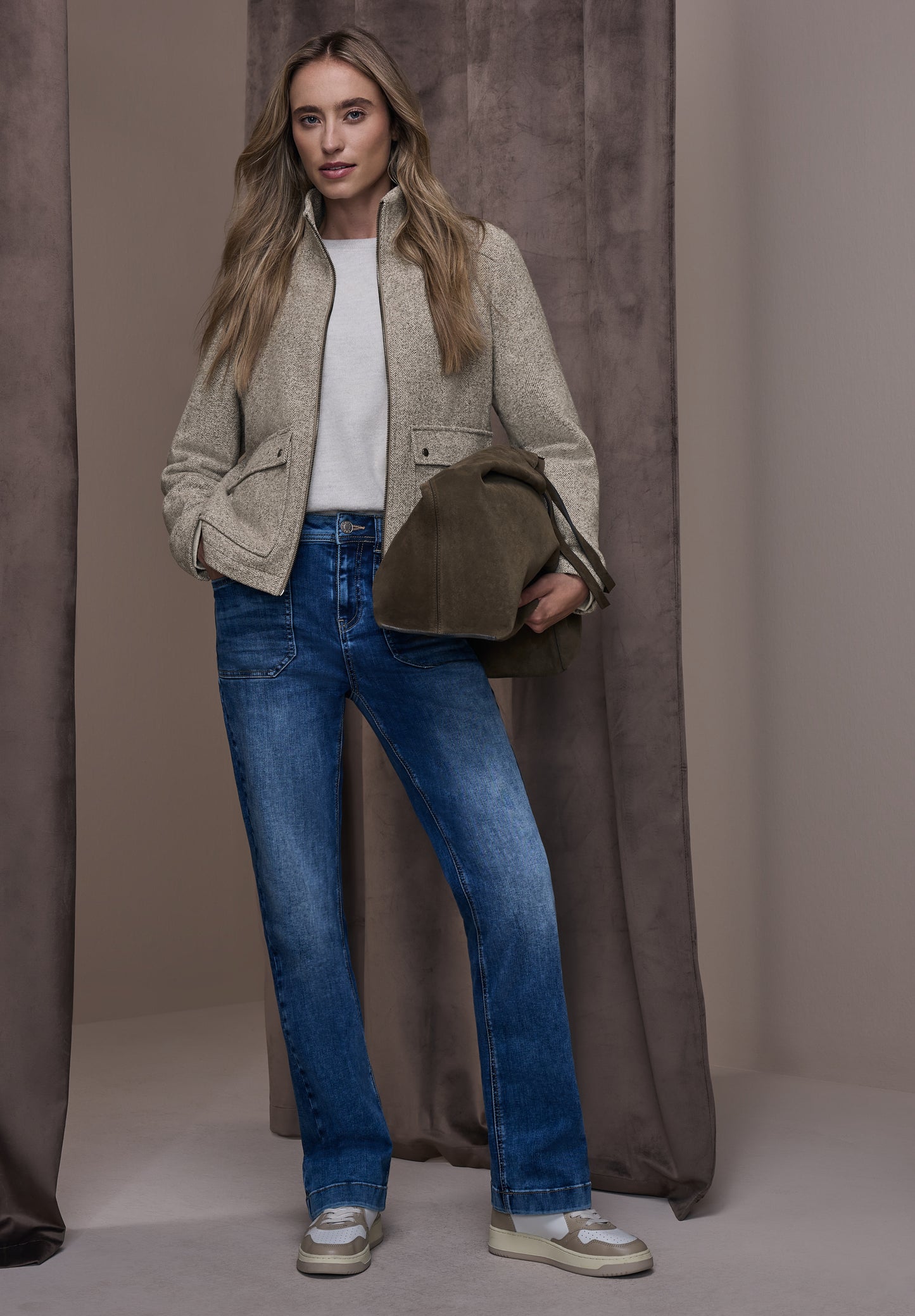 Street One - Jacke mit Stehkragen - Farbe: light terra mocha mel.