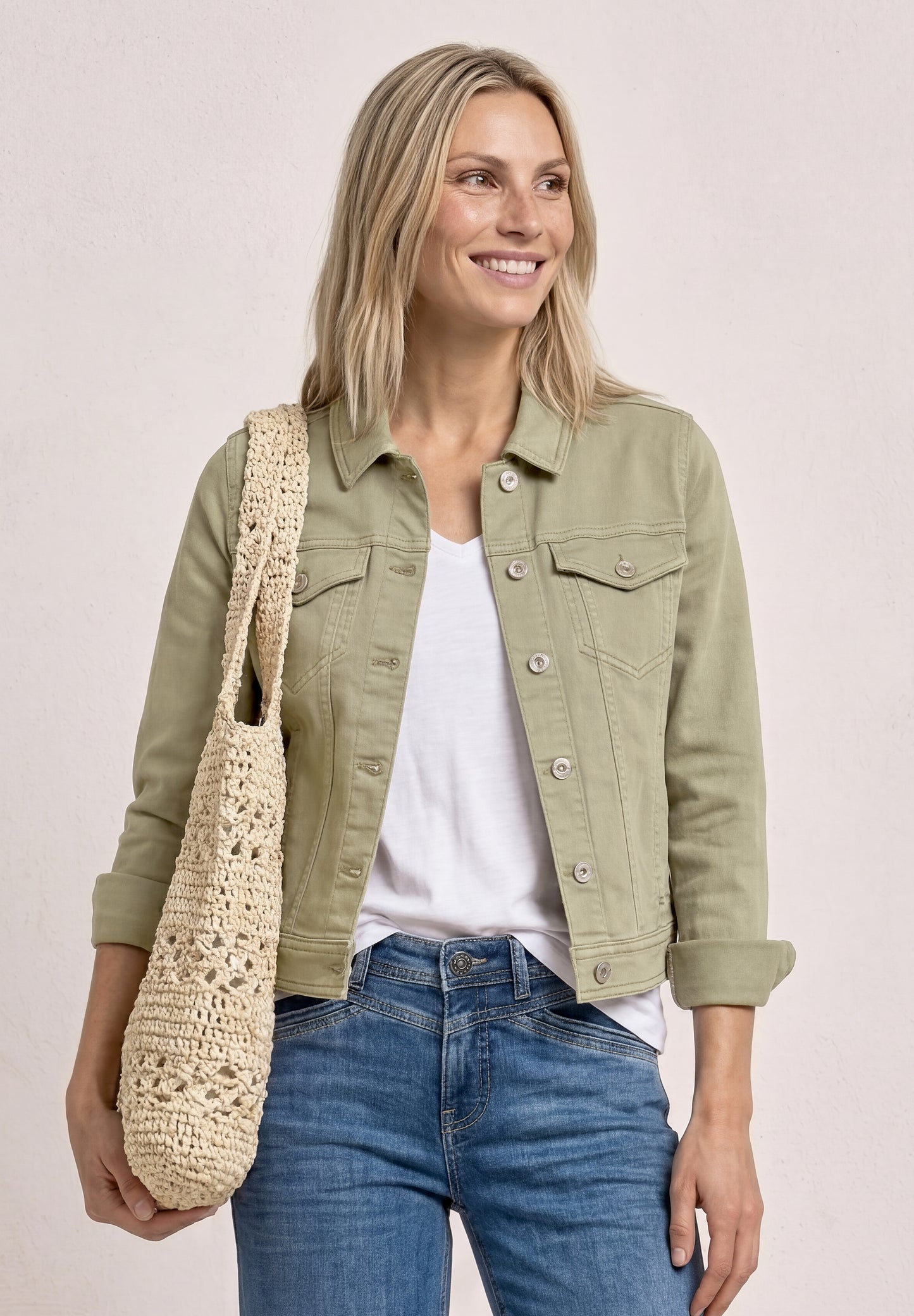 Street One - Jeansjacke im Colored-Denim-Look - Farbe: Olive Washed
