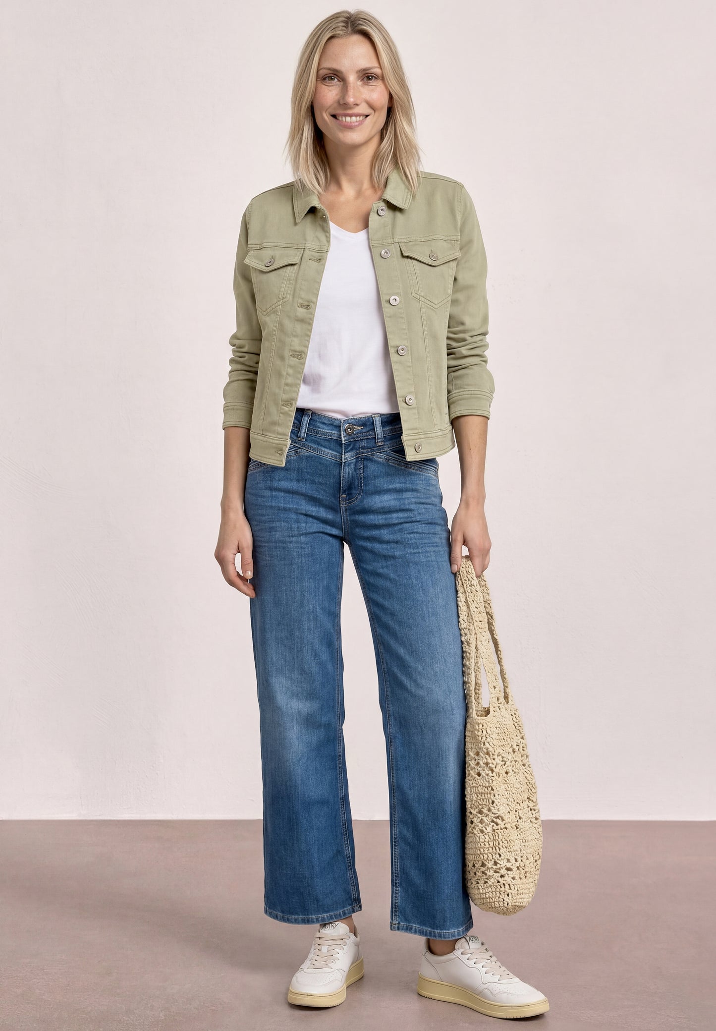 Street One - Jeansjacke im Colored-Denim-Look - Farbe: Olive Washed