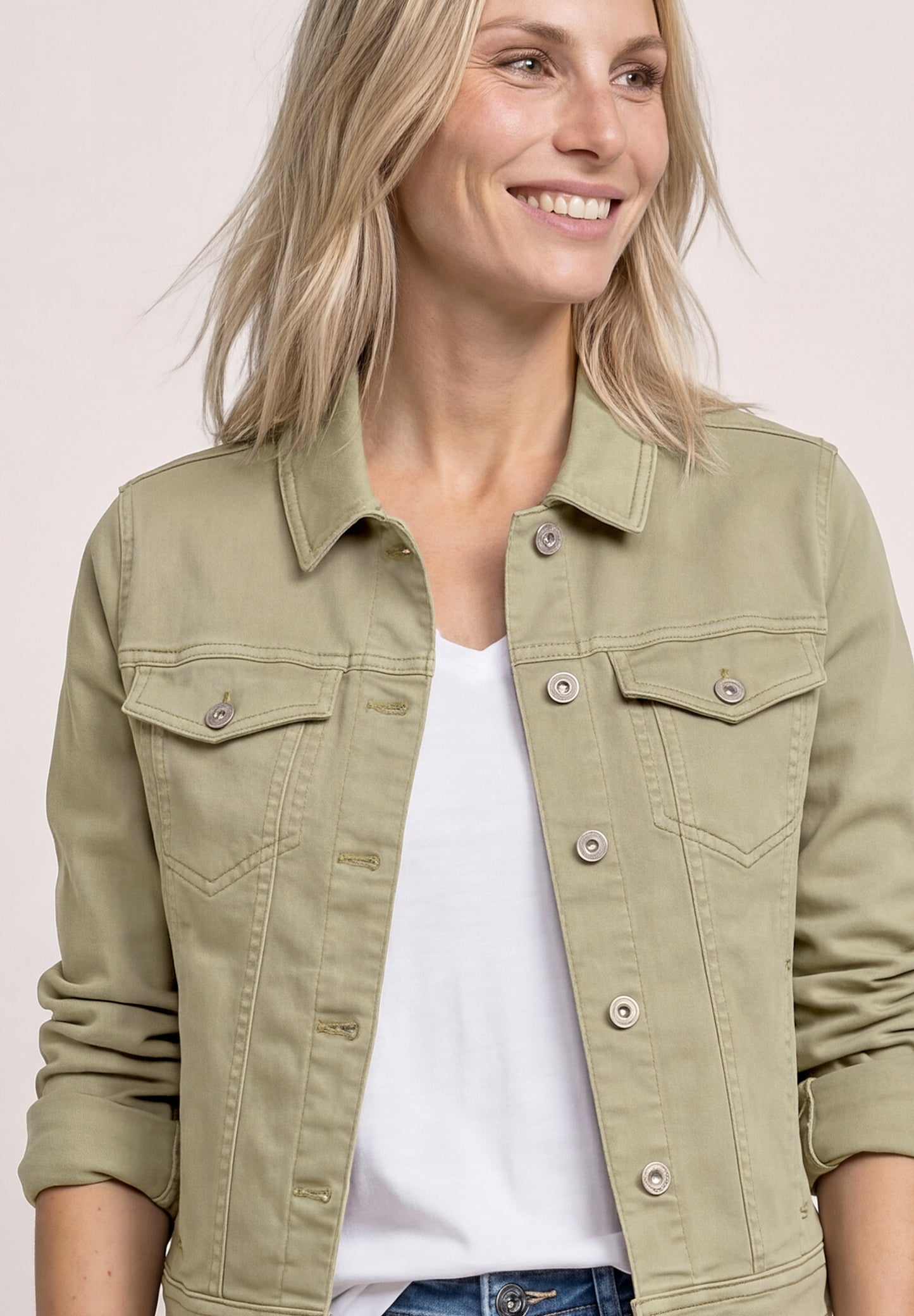 Street One - Jeansjacke im Colored-Denim-Look - Farbe: Olive Washed