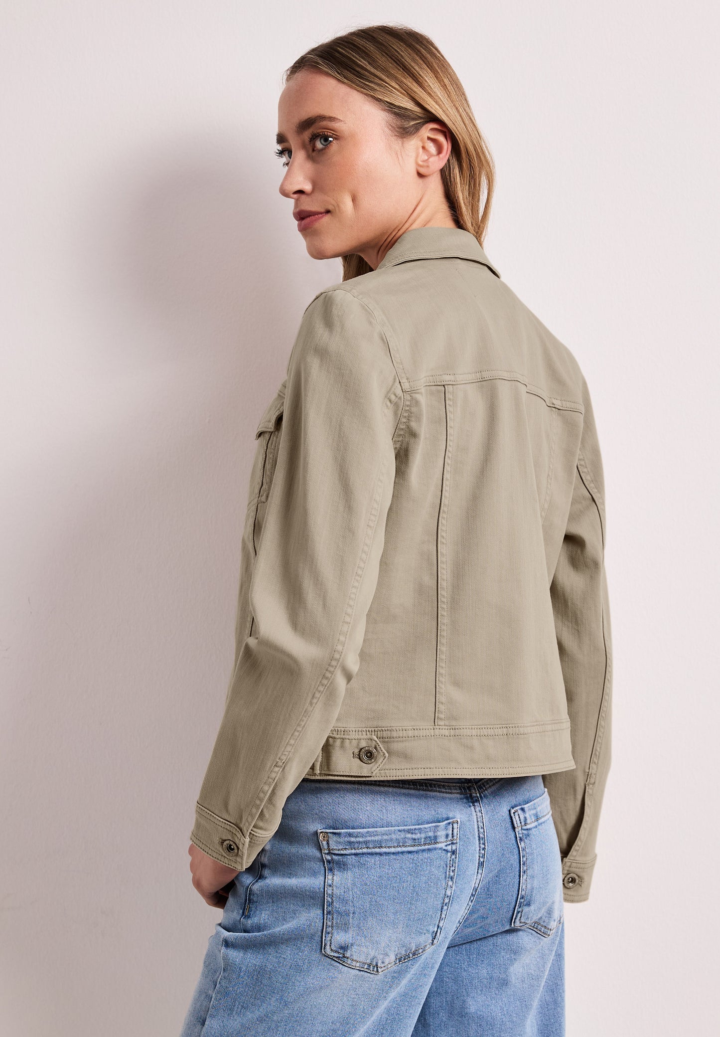 Street One - Jacke im Colored-Denim-Look mit Taschen - Farbe: Beige Washed