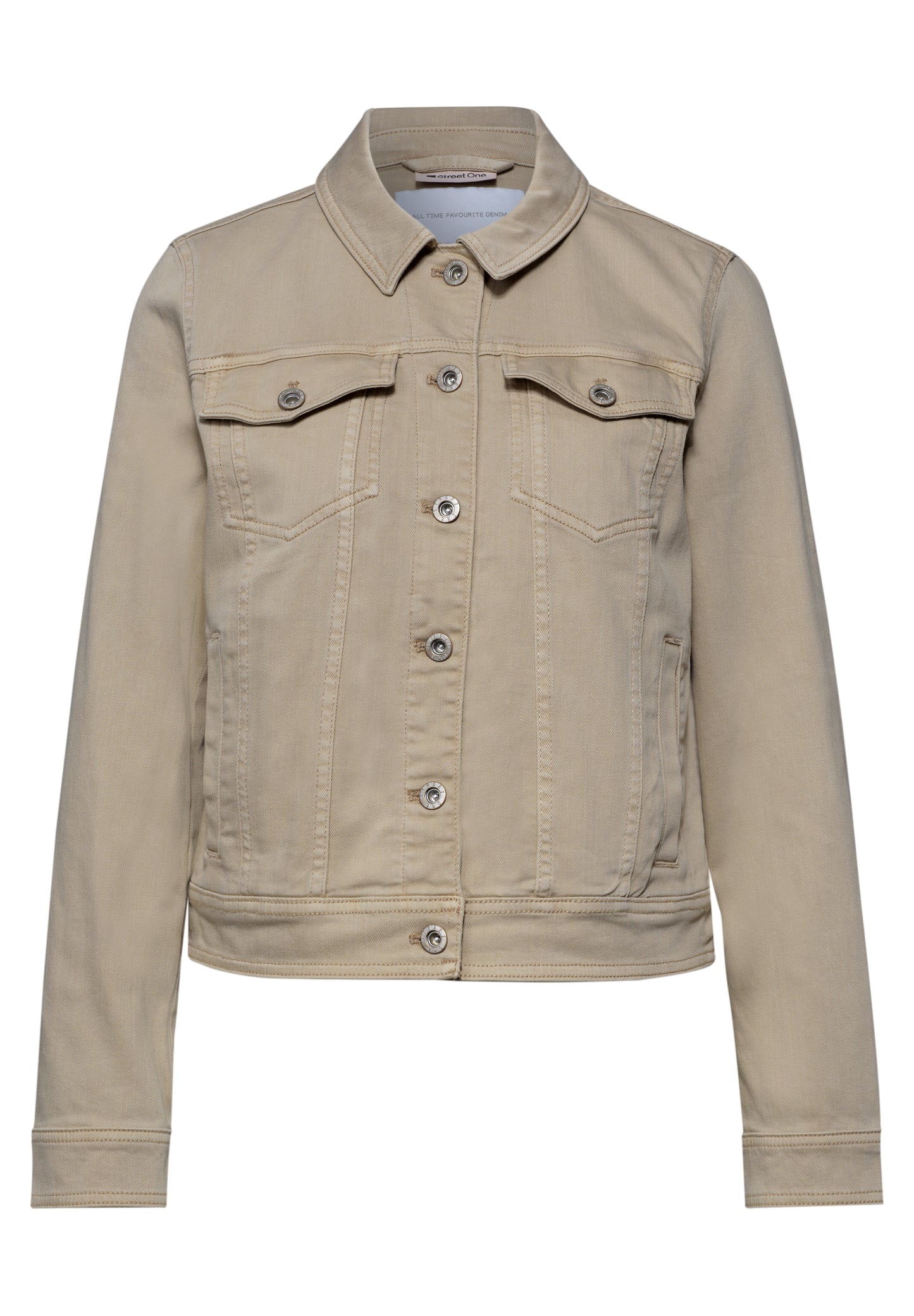Street One - Jacke im Colored-Denim-Look mit Taschen - Farbe: Beige Washed