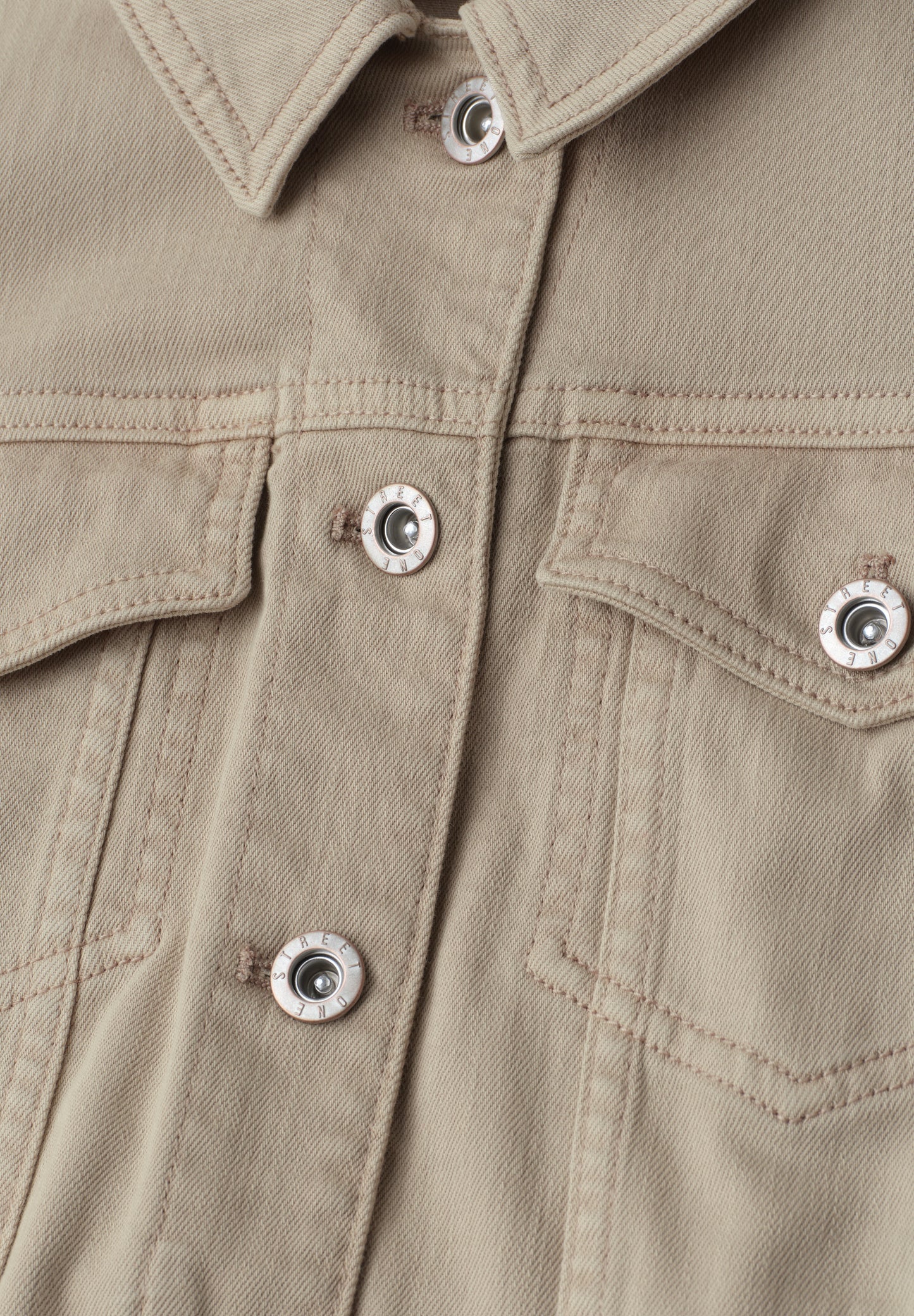 Street One - Jacke im Colored-Denim-Look mit Taschen - Farbe: Beige Washed