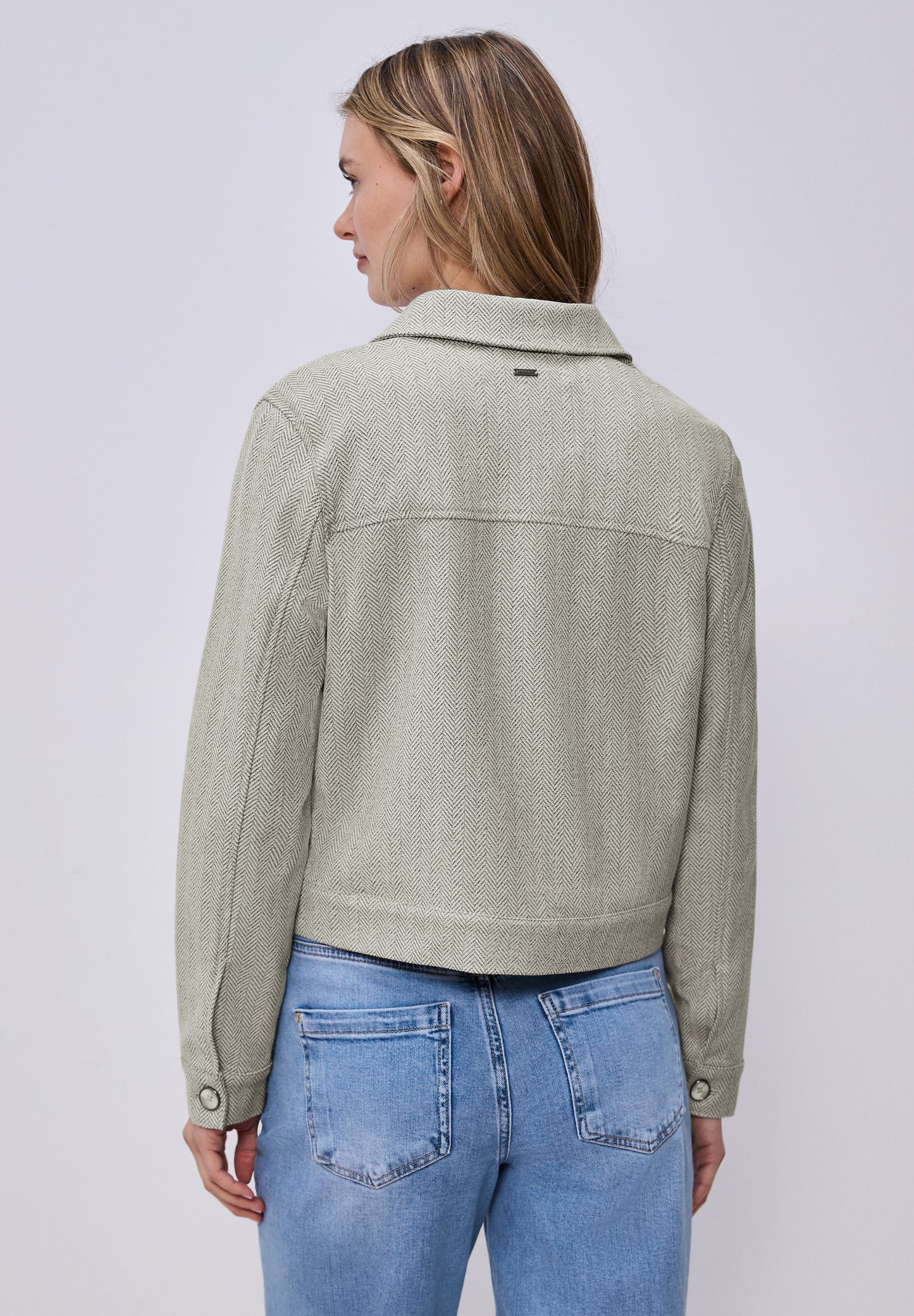 Street One - Jacke mit Fischgrätmuster und Zipper - Farbe: smoke beige