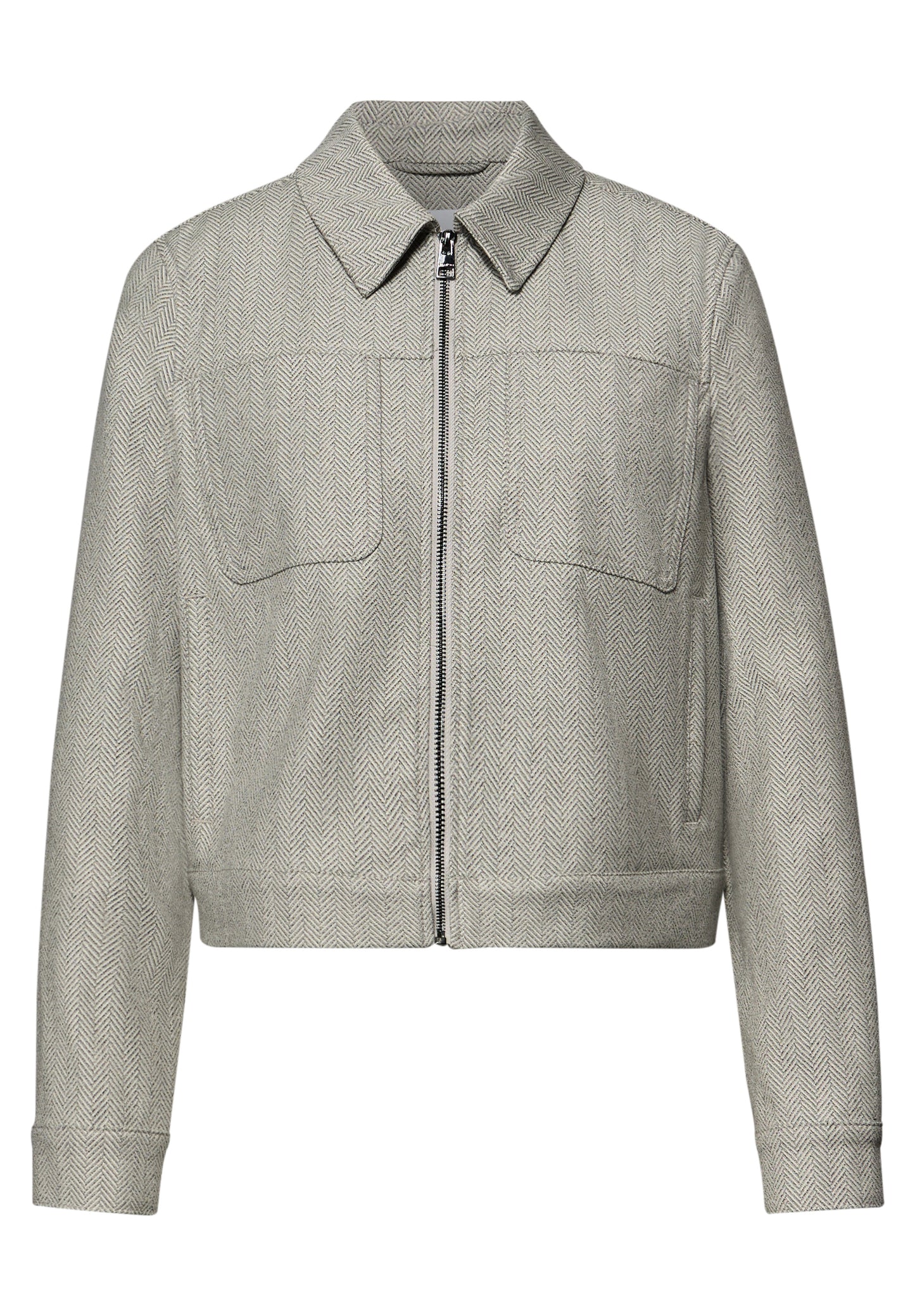 Street One - Jacke mit Fischgrätmuster und Zipper - Farbe: smoke beige