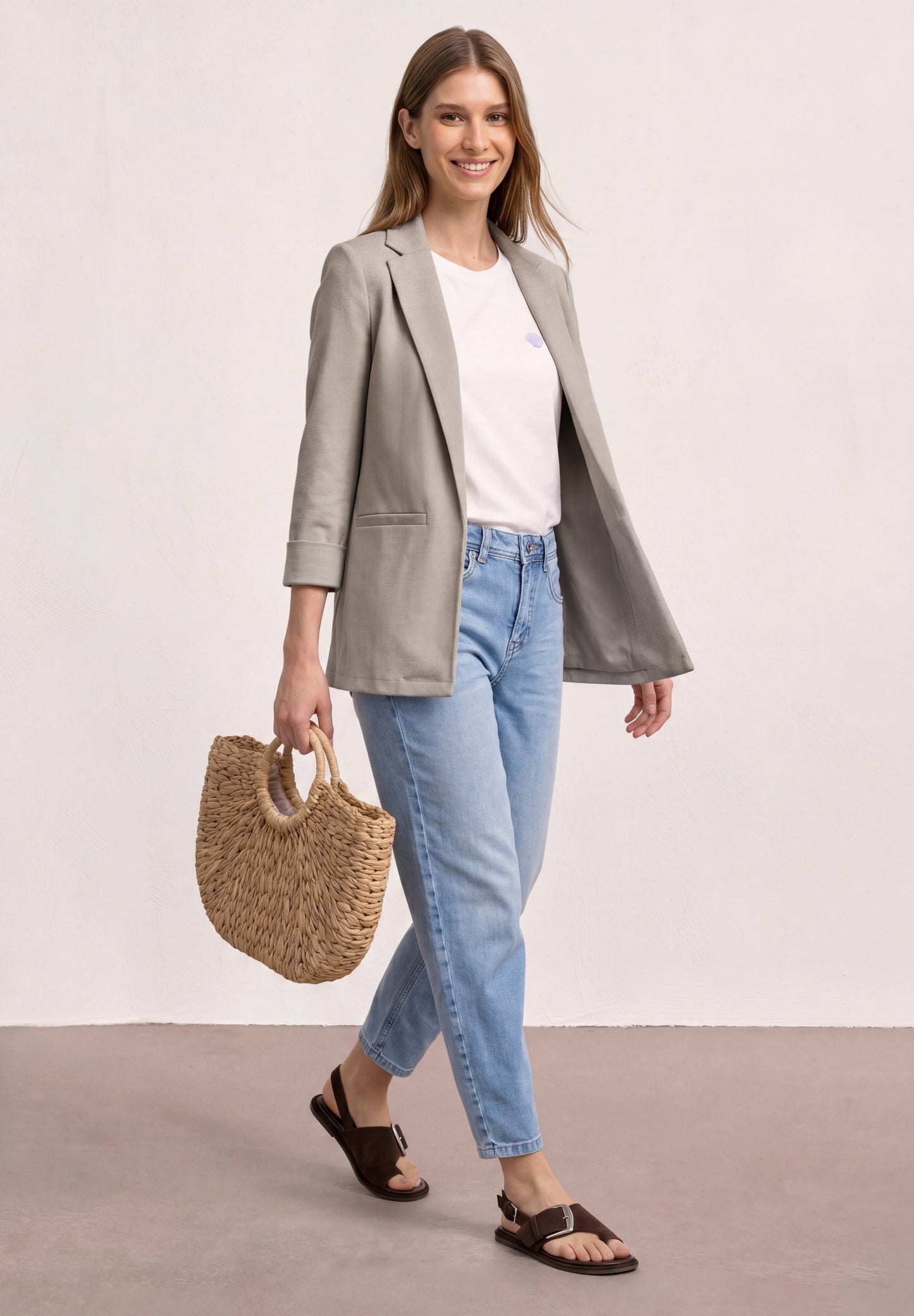 Street One - Blazer im langen und offenen Schnitt - Farbe: clay sand