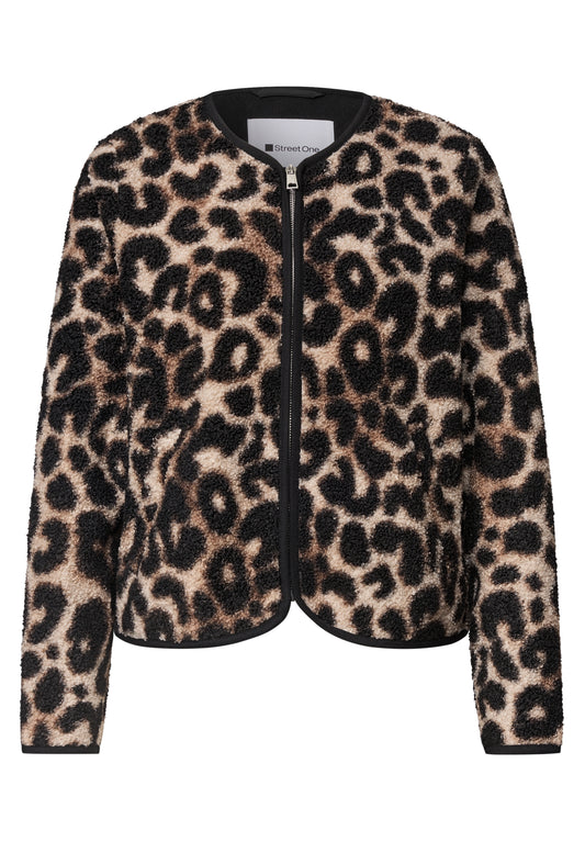 Street One - Teddy-Jacke mit Rundhals und Print - Farbe: Black