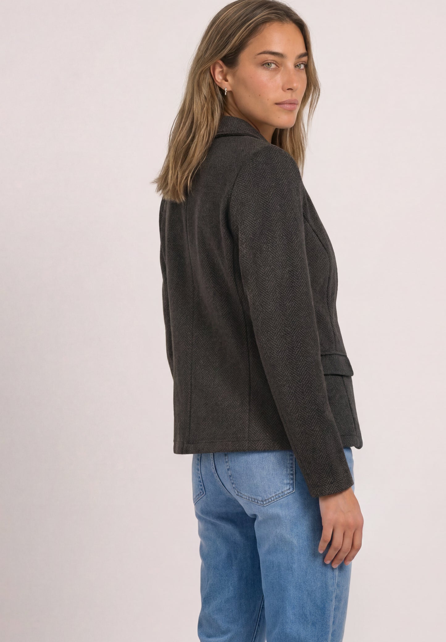 Street One - Basic Blazer mit Reverskragen und Dessin - Farbe: black coffee