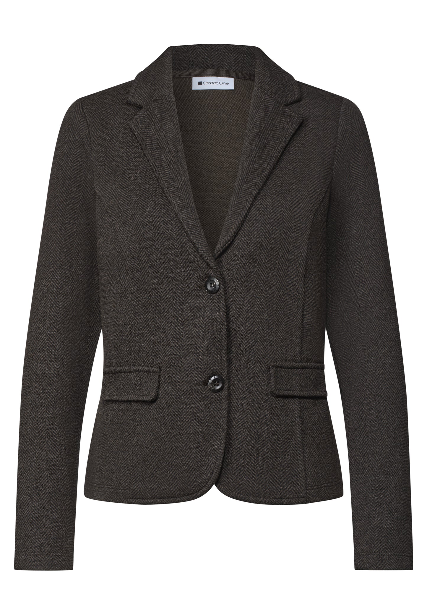 Street One - Basic Blazer mit Reverskragen und Dessin - Farbe: black coffee