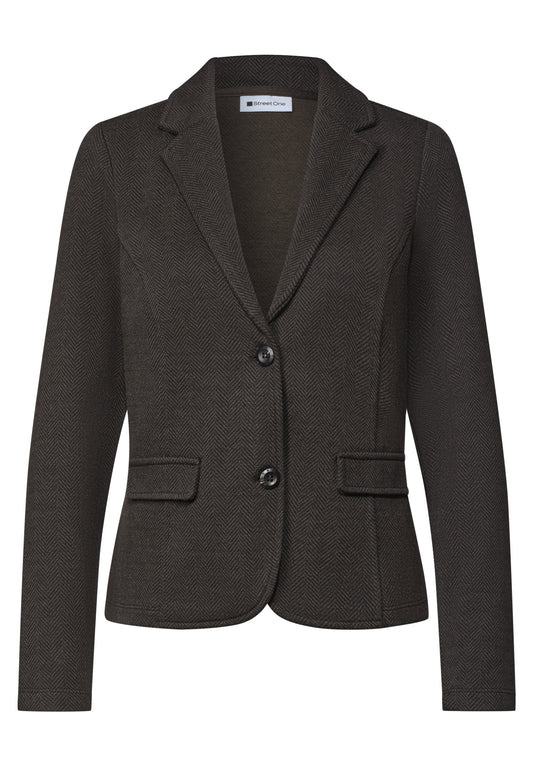 Street One - Basic Blazer mit Reverskragen und Dessin - Farbe: black coffee