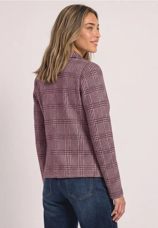Street One Damen Blazer mit Karomuster und Knöpfen - Rot rustic rouge