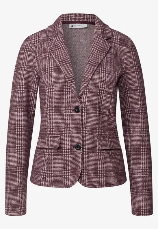 Street One Damen Blazer mit Karomuster und Knöpfen - Rot rustic rouge