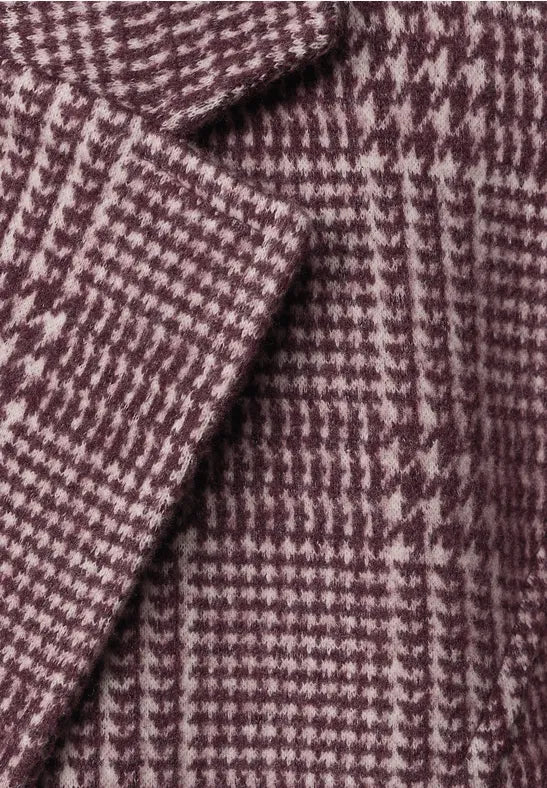 Street One Damen Blazer mit Karomuster und Knöpfen - Rot rustic rouge
