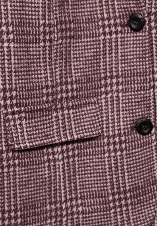 Street One Damen Blazer mit Karomuster und Knöpfen - Rot rustic rouge