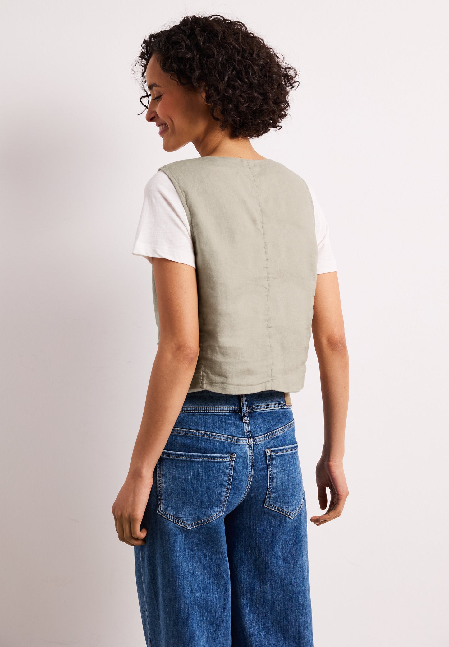 Street One - Weste mit V-Neck aus Leinen - Farbe: timeless beige