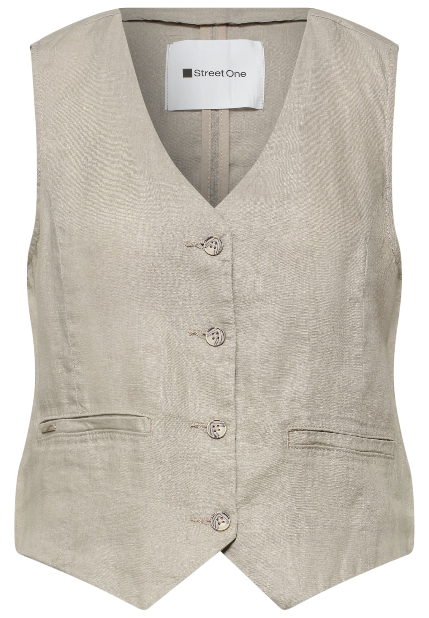 Street One - Weste mit V-Neck aus Leinen - Farbe: timeless beige