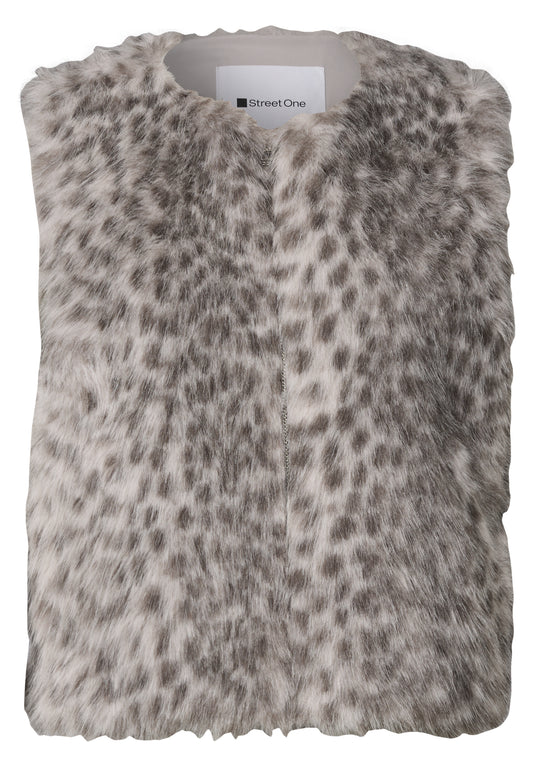 Street One - Fake-Fur Weste mit Zipper und Taschen - Farbe: clay sand