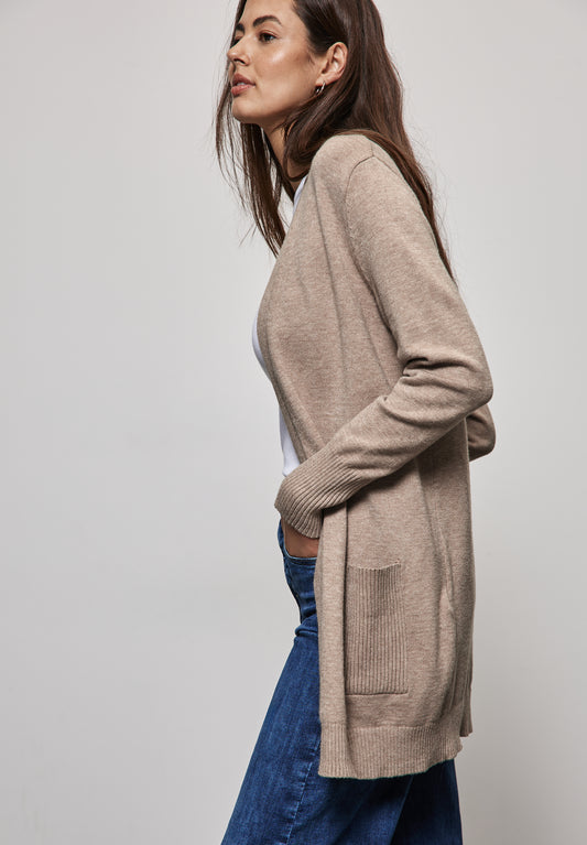 Street One Offener Cardigan - Farbe: taupe melange