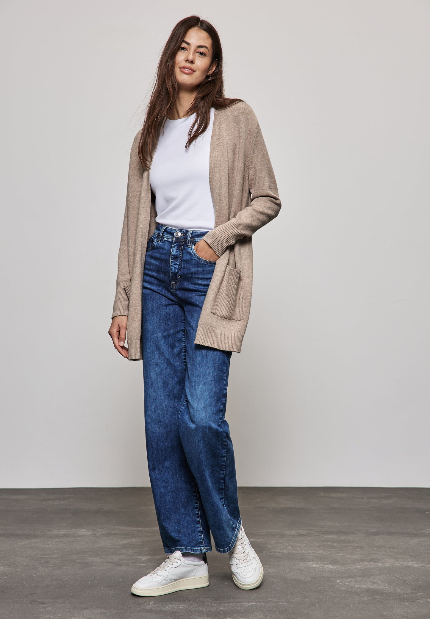 Street One Offener Cardigan - Farbe: taupe melange