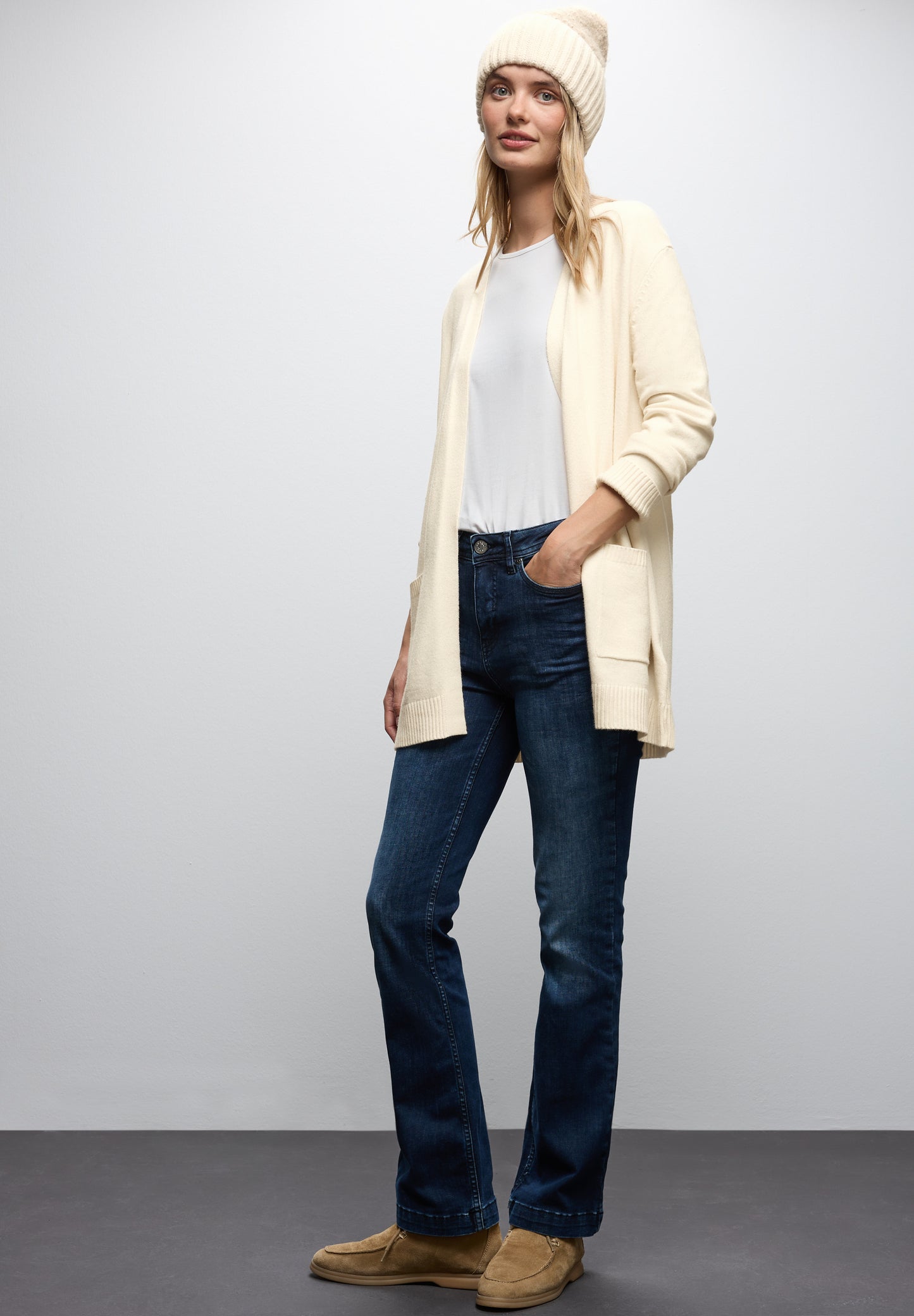 Street One Offener Cosy Cardigan - Farbe: soft beige