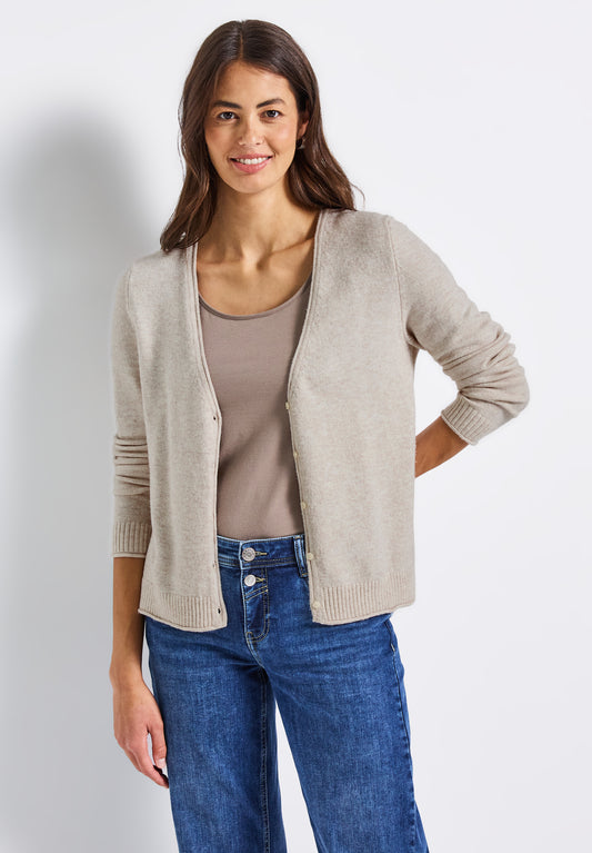 Street One Kurzer Cardigan - Farbe: tusk cream mel.