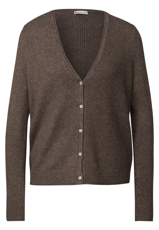 Street One Kurzer Cardigan - Farbe: nomad brown mel.