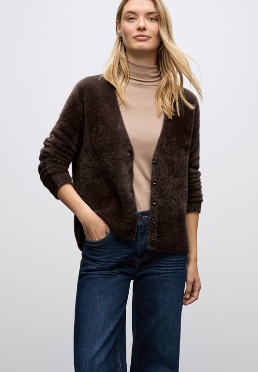 Street One Kuscheliger V-Neck Cardigan - Farbe: deep roast brown