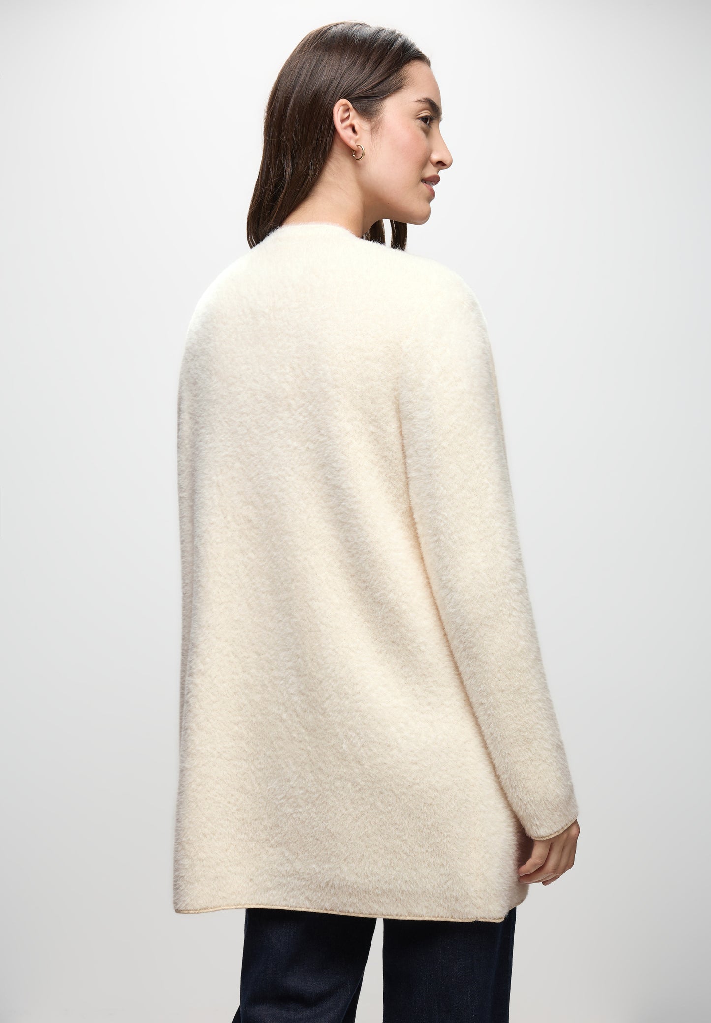 Street One Langer Federgarn Cardigan - Farbe: soft beige