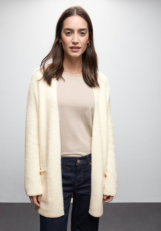 Street One Langer Federgarn Cardigan - Farbe: soft beige