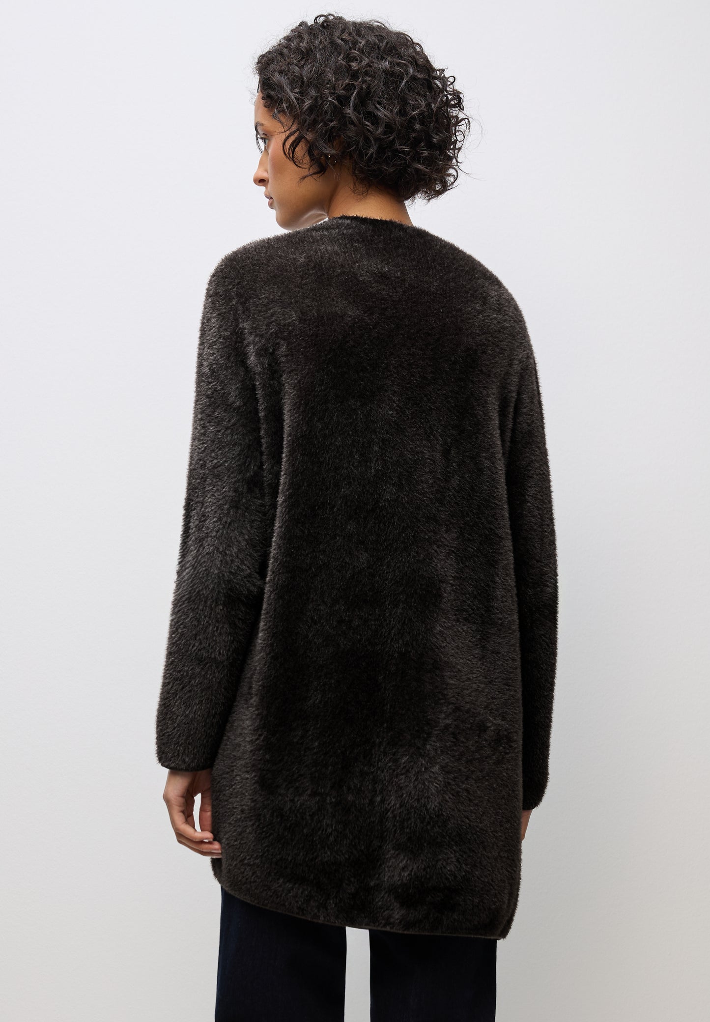 Street One Langer Federgarn Cardigan - Farbe: darkest brown