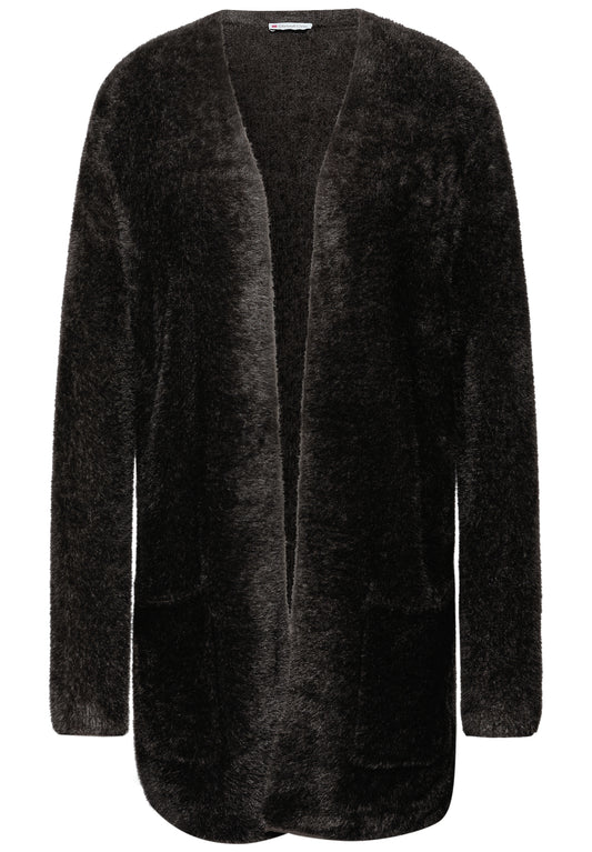 Street One Langer Federgarn Cardigan - Farbe: darkest brown