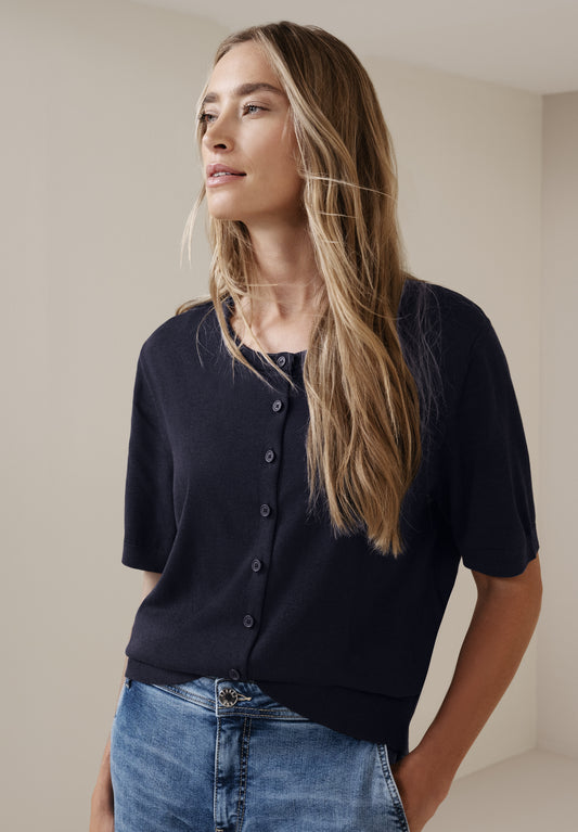 Street One - Kurzarm Cardigan mit Rundhals - Farbe: shadowed navy