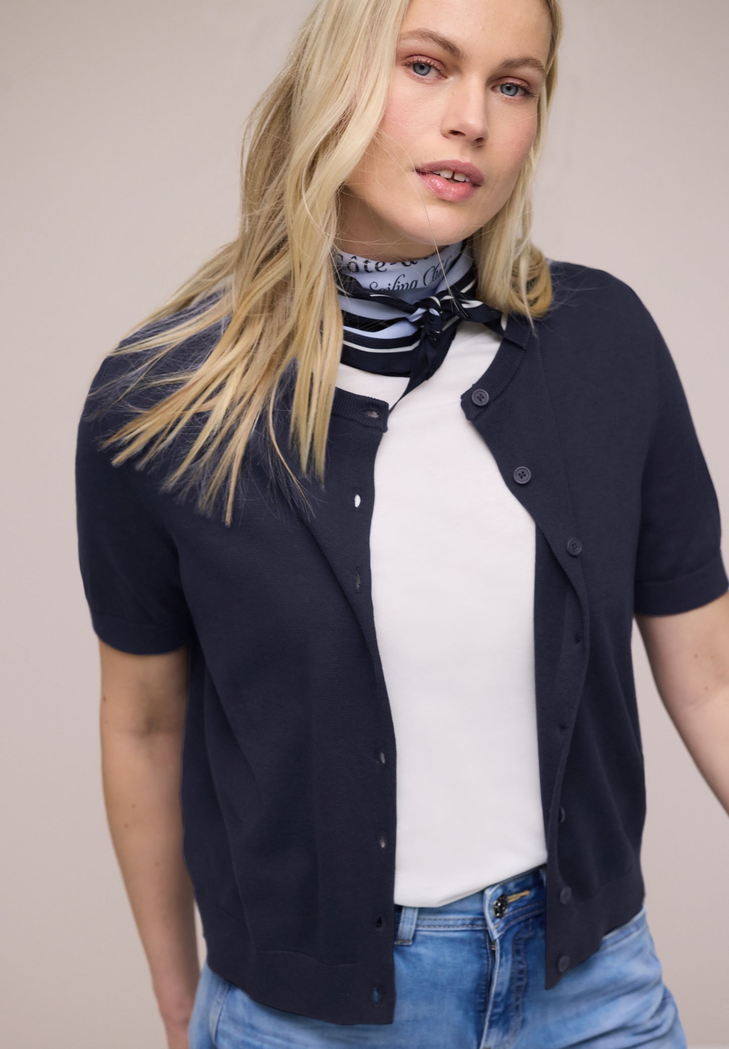 Street One - Kurzarm Cardigan mit Rundhals - Farbe: shadowed navy