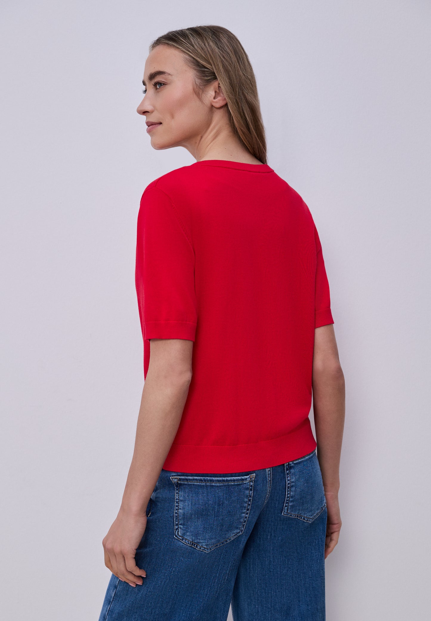 Street One - Kurzarm Cardigan mit Rundhals - Farbe: salsa red