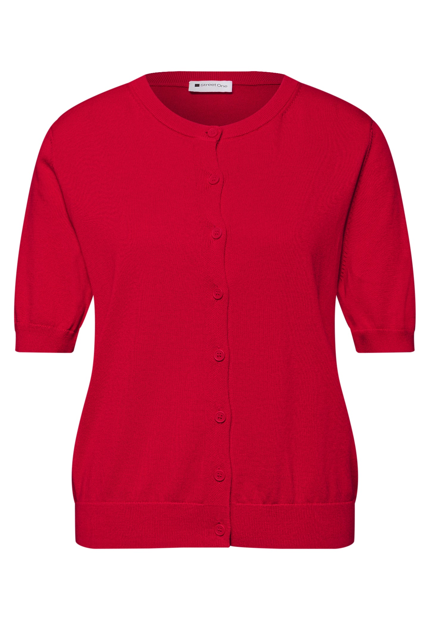 Street One - Kurzarm Cardigan mit Rundhals - Farbe: salsa red