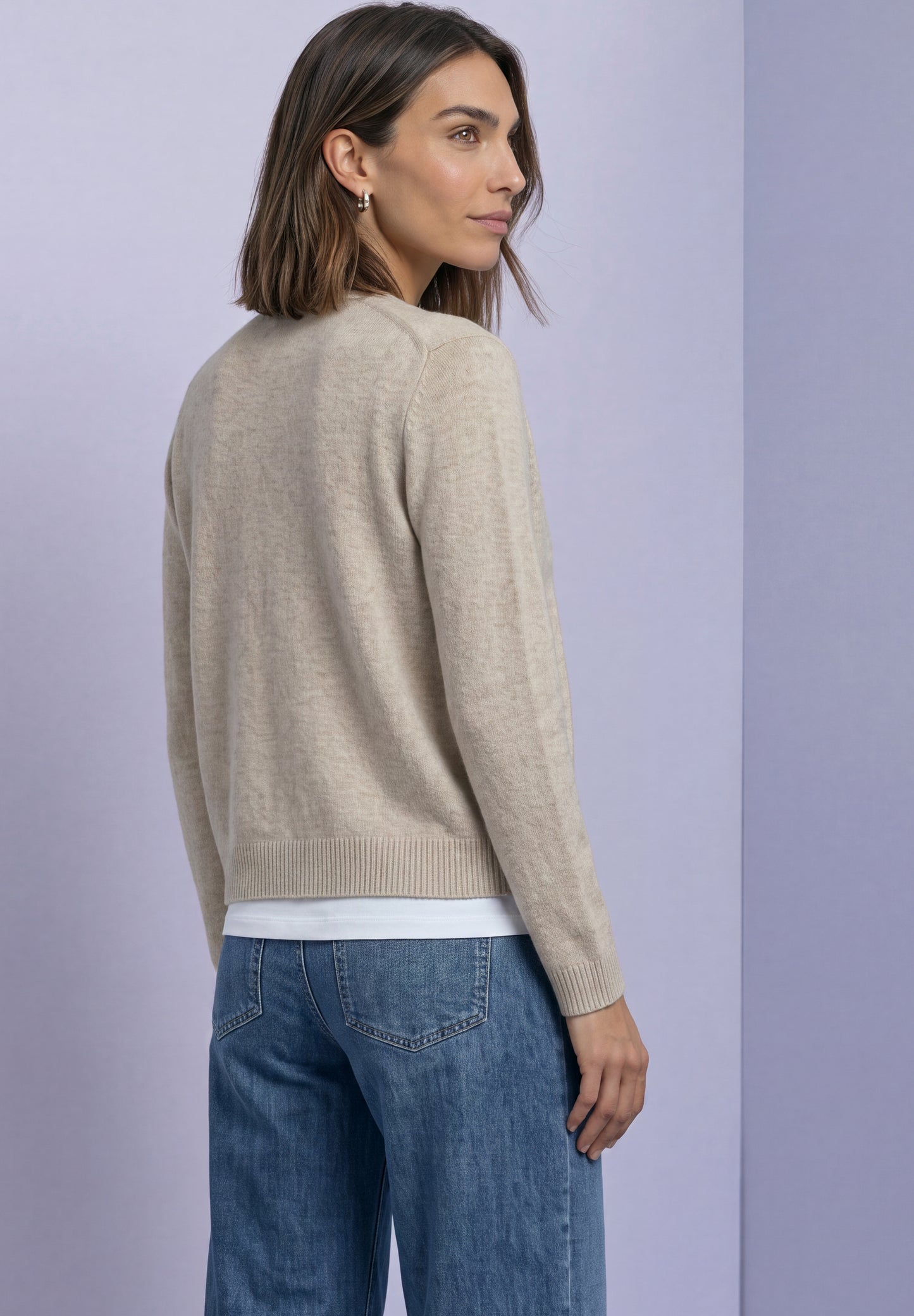 Street One - Cadigan mit V-Neck und Knopfleiste - Farbe: clay sand mel.