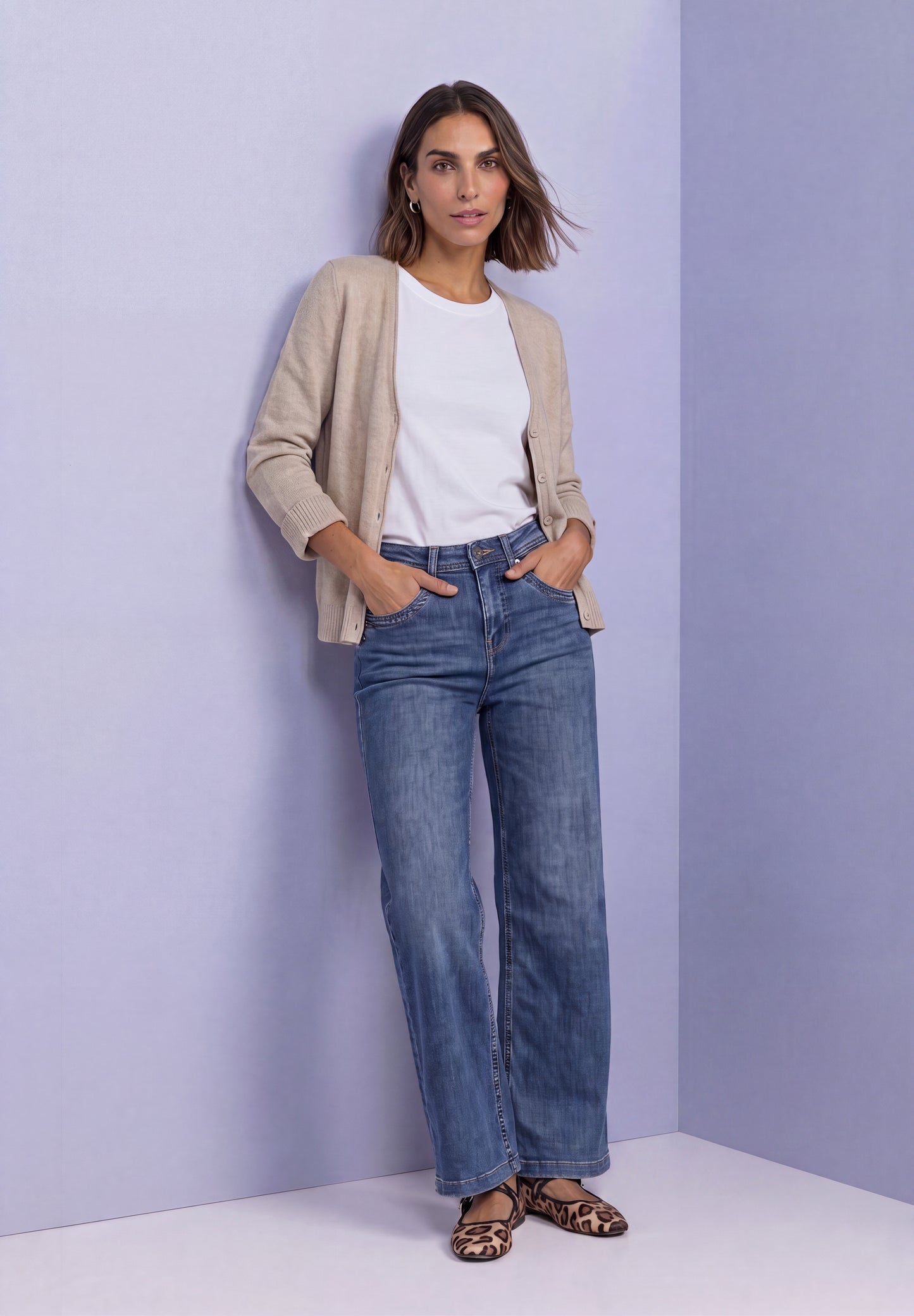 Street One - Cadigan mit V-Neck und Knopfleiste - Farbe: clay sand mel.