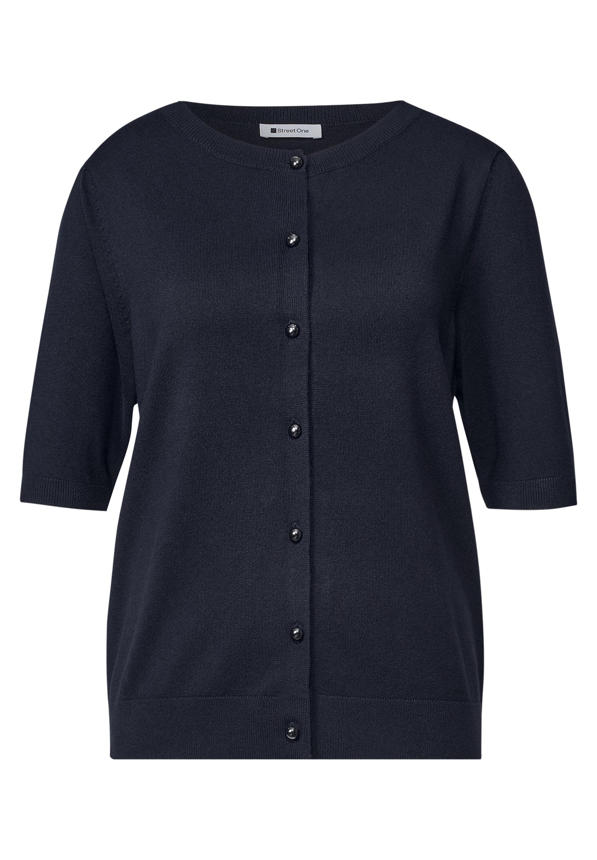 Street One - Kurzarm Cardigan mit Rundhals und Knöpfen - Farbe: indigo night