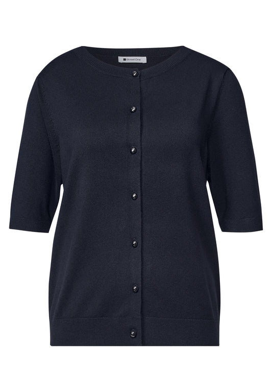 Street One - Kurzarm Cardigan mit Rundhals und Knöpfen - Farbe: indigo night