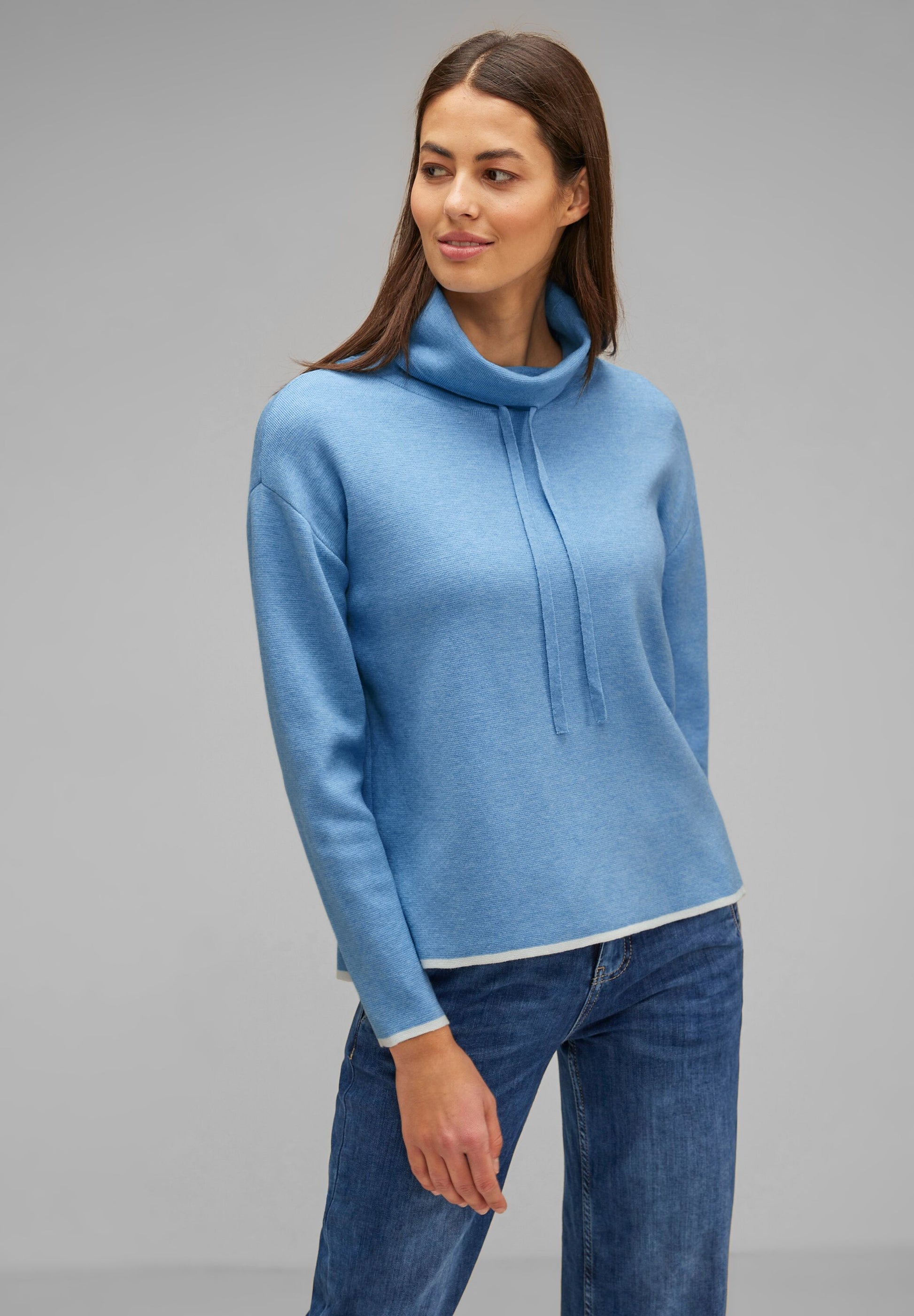 Street One - Pullover mit Tunnelzugband - blau melange – TWISTY Mode