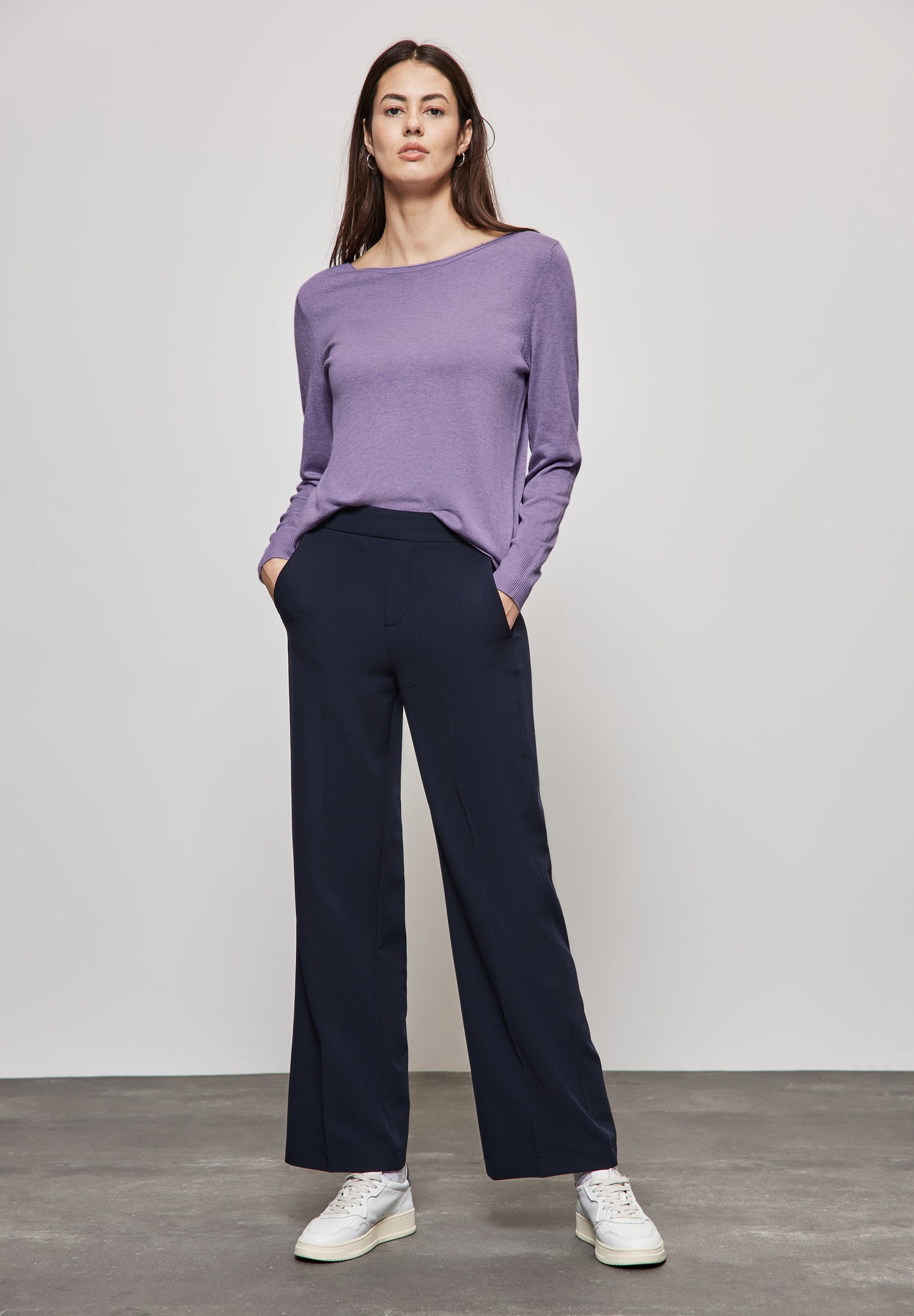 Street One Basic Pullover - Farbe: violet melange