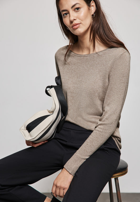 Street One Basic Pullover - Farbe: taupe melange