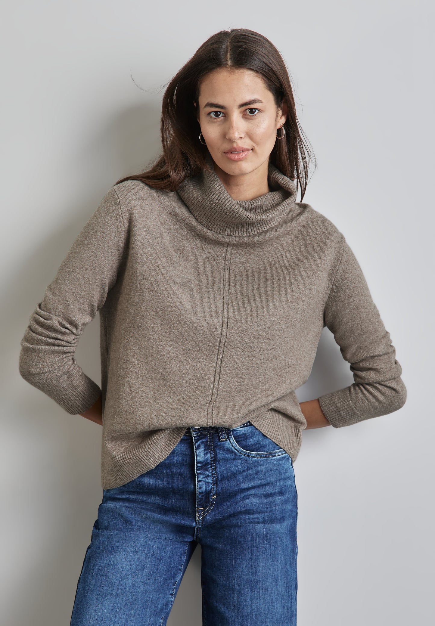 Street One Rollkragen Pullover - Farbe: mocha beige mel.