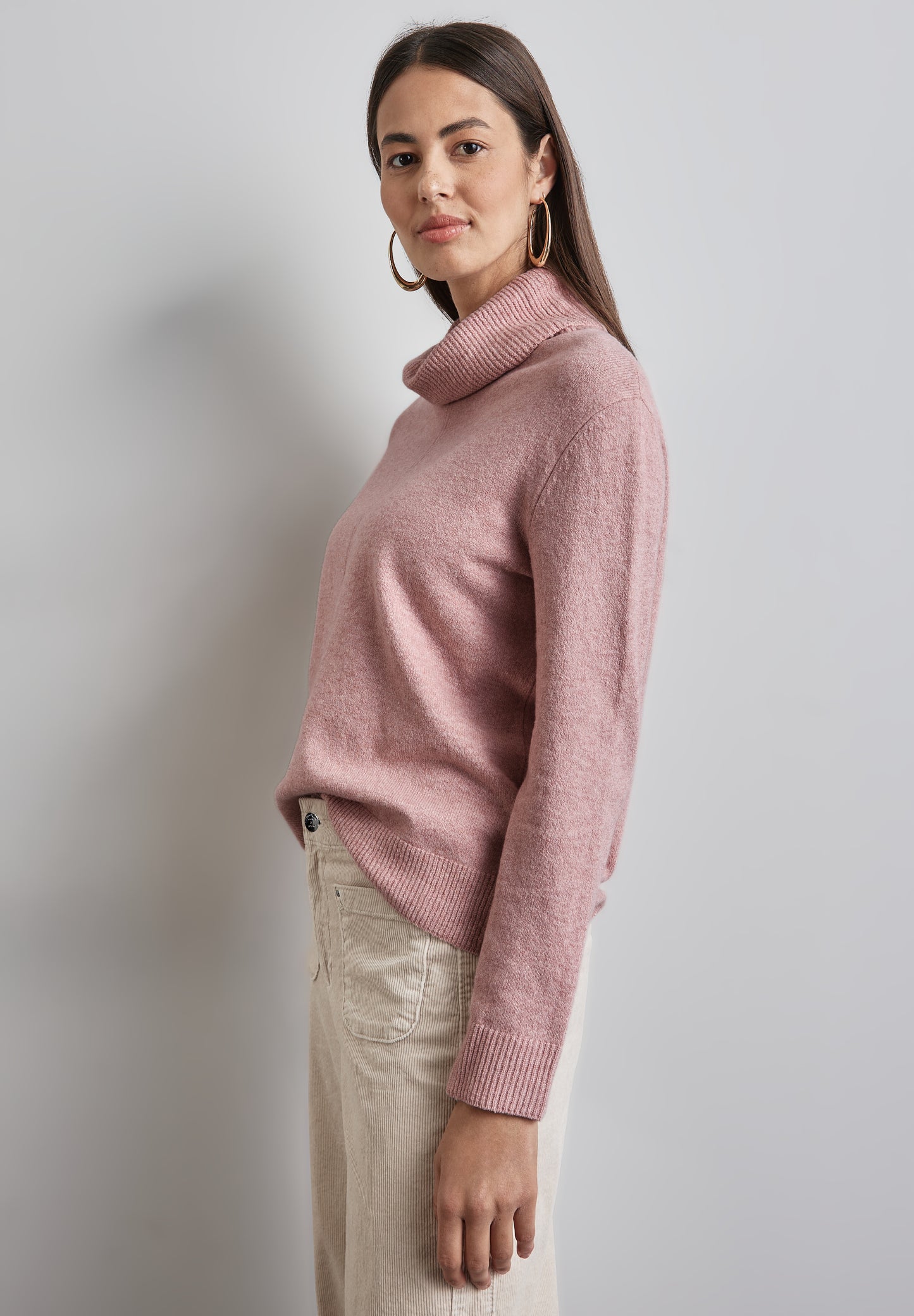 Street One Rollkragen Pullover - Farbe: petal rose mel.