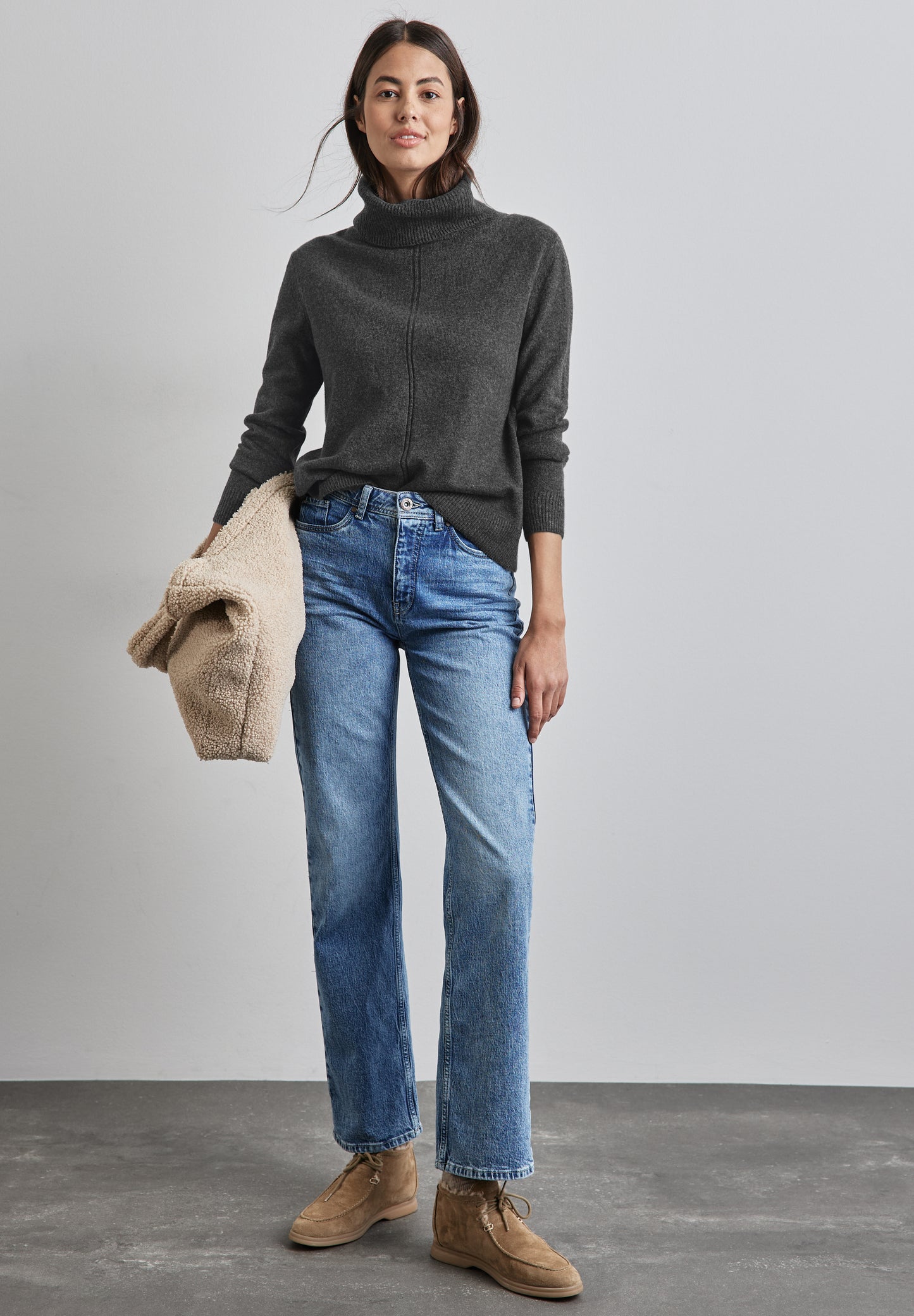 Street One Rollkragen Sweater - Farbe: gravel grey mel.