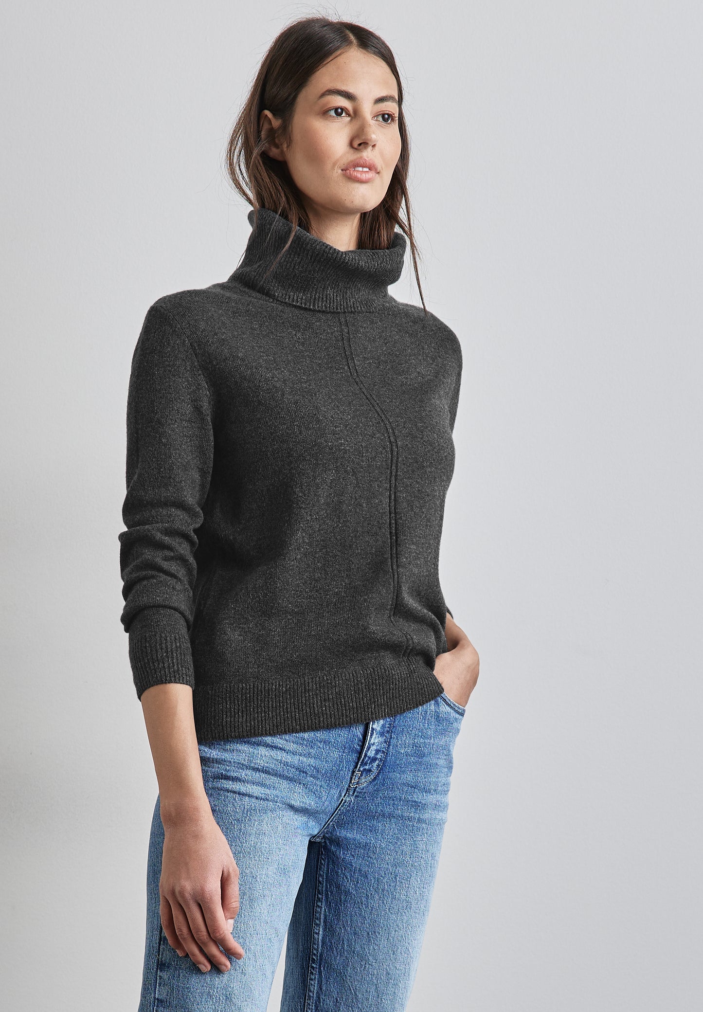 Street One Rollkragen Sweater - Farbe: gravel grey mel.