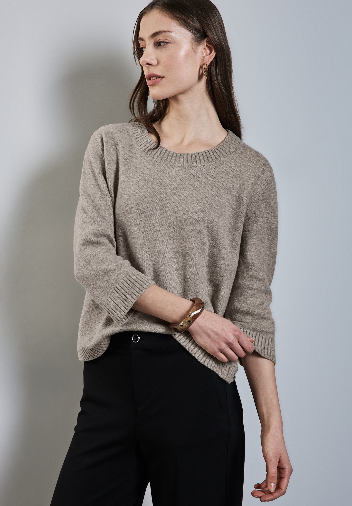 Street One Strickpullover mit Rundhals - Farbe: breezy beige mel.