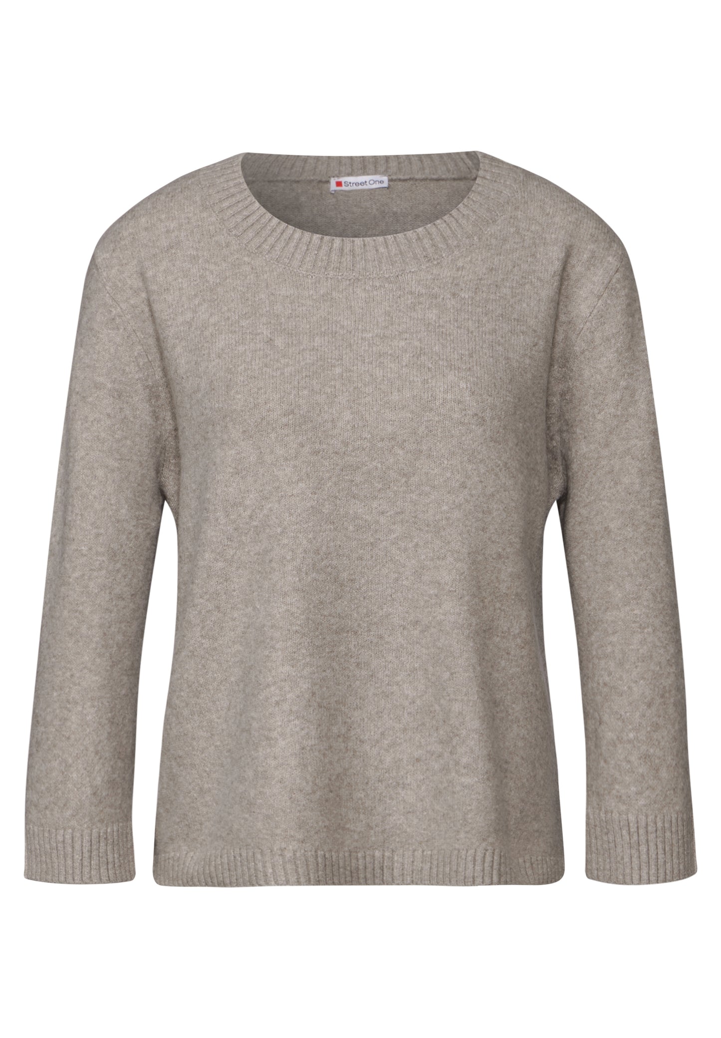 Street One Strickpullover mit Rundhals - Farbe: breezy beige mel.